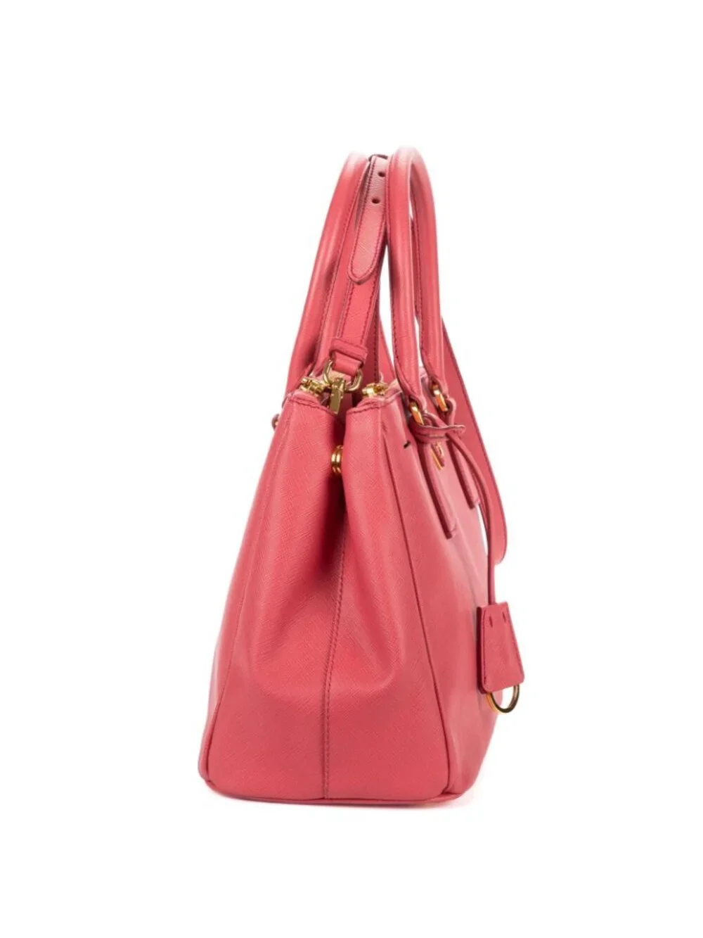 Prada Large Double Zip Galleria Tote Bag Pink Saffiano Leather